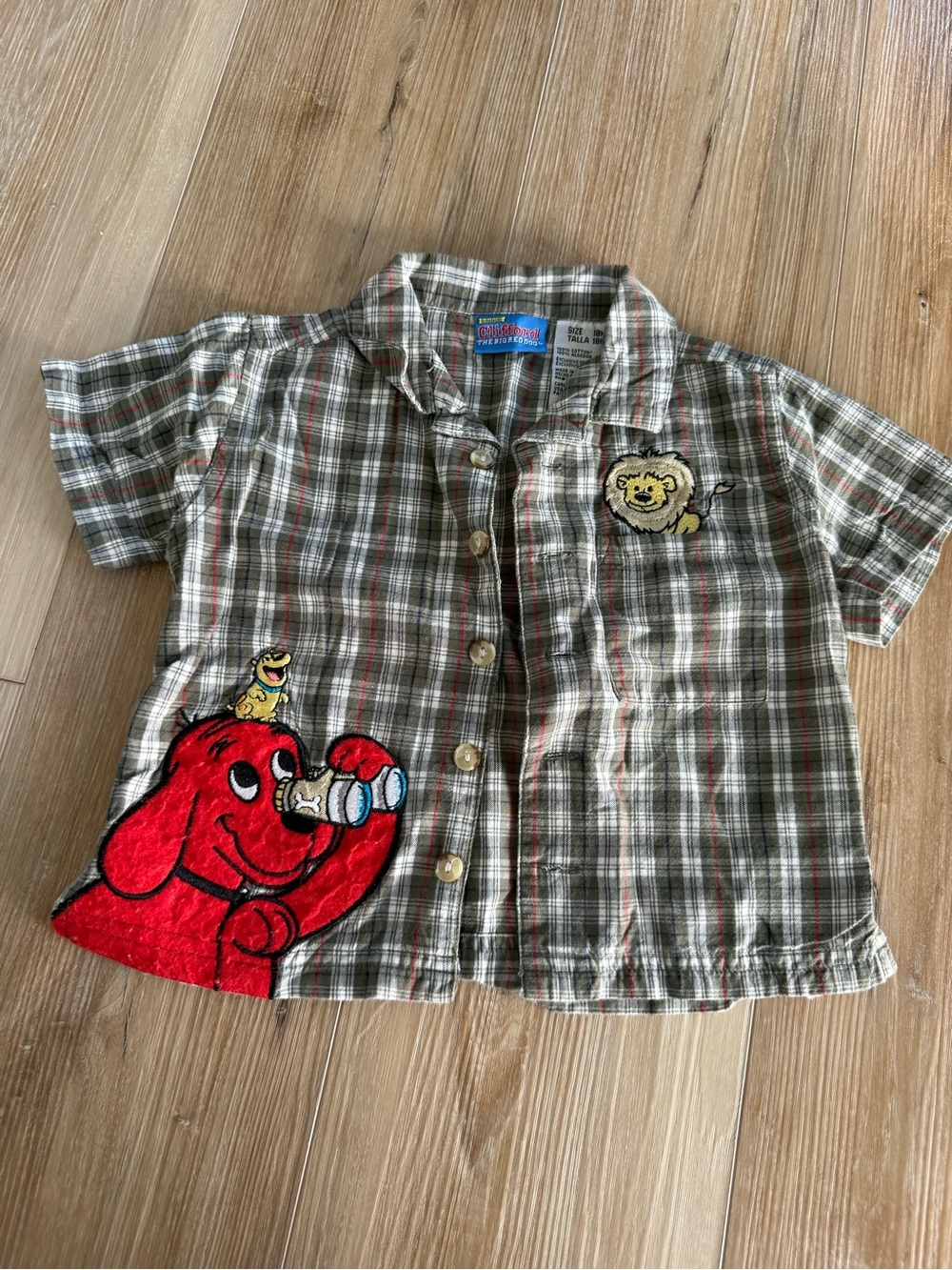 Vintage Clifford the Big Red Dog Plaid Button-Up Shirt